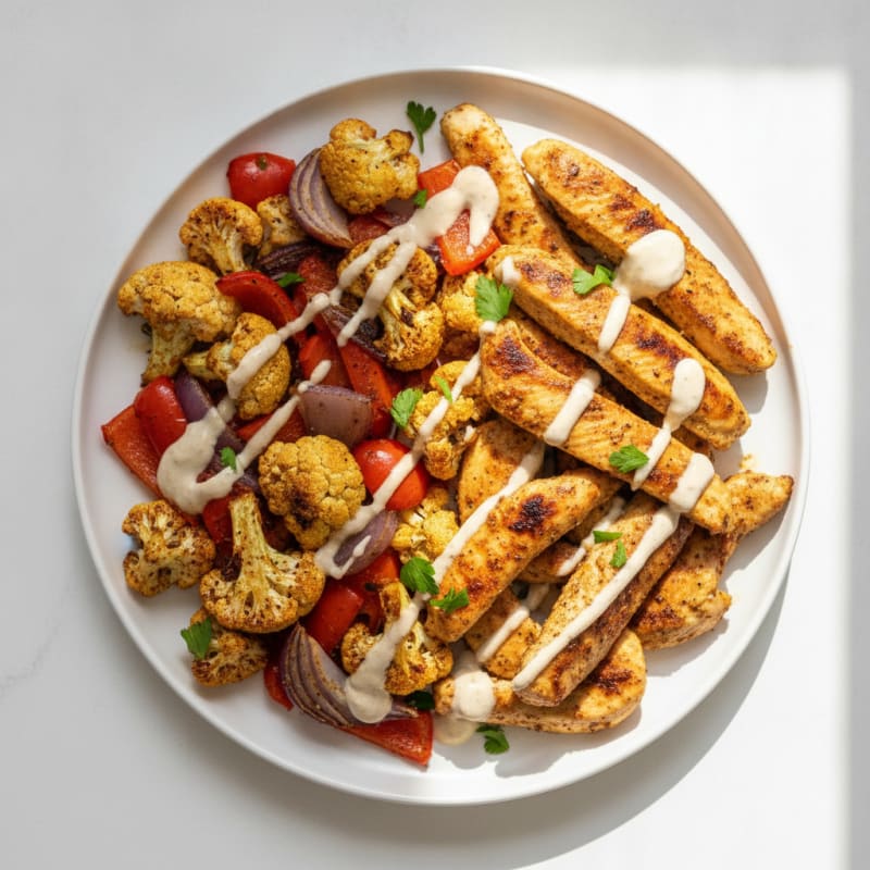 Chicken Shawarma Plate with Roasted Vegetables