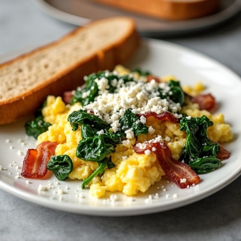 Egg White Scramble with Spinach and Turkey Bacon