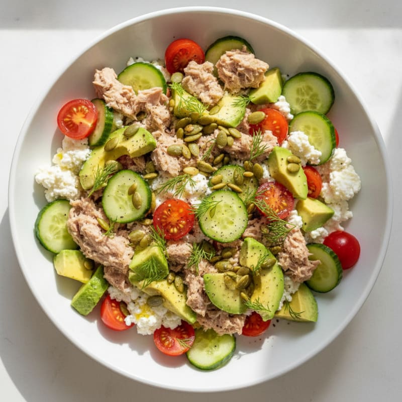 Lemon-Herb Tuna Cottage Cheese Bowl