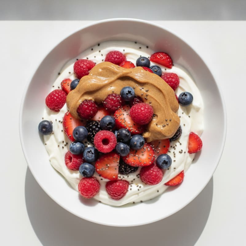 Creamy Greek Yogurt Protein Pudding with Mixed Berries