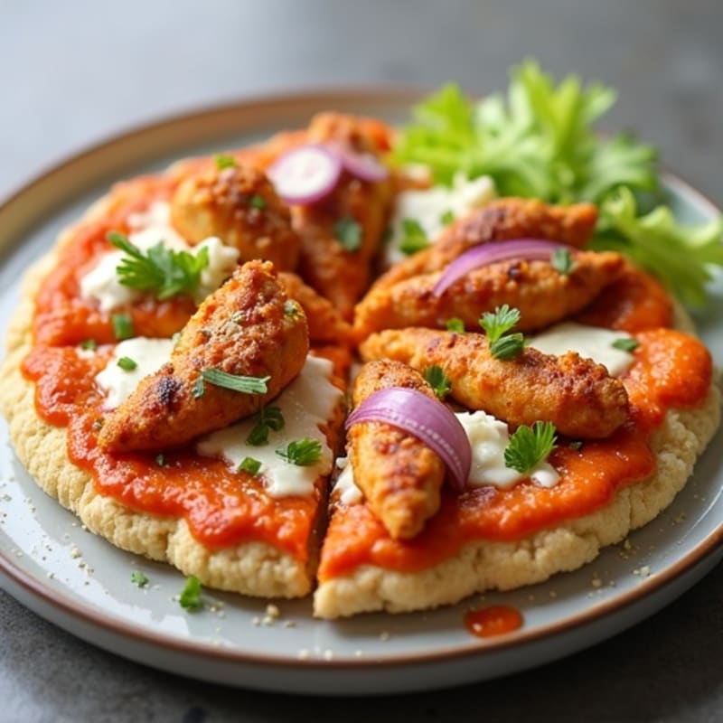 Crispy Buffalo Chicken Pizza with Fresh Veggies