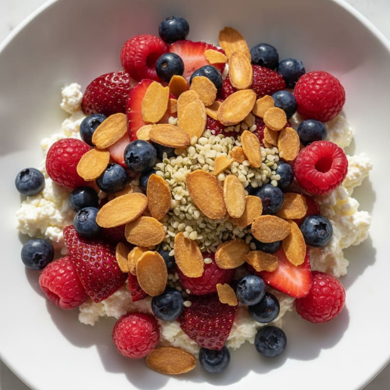 Cottage Cheese and Berry Protein Bowl with Almonds