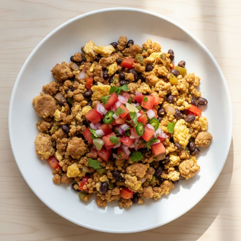 Spicy Turkey and Black Bean Scramble with Pico de Gallo