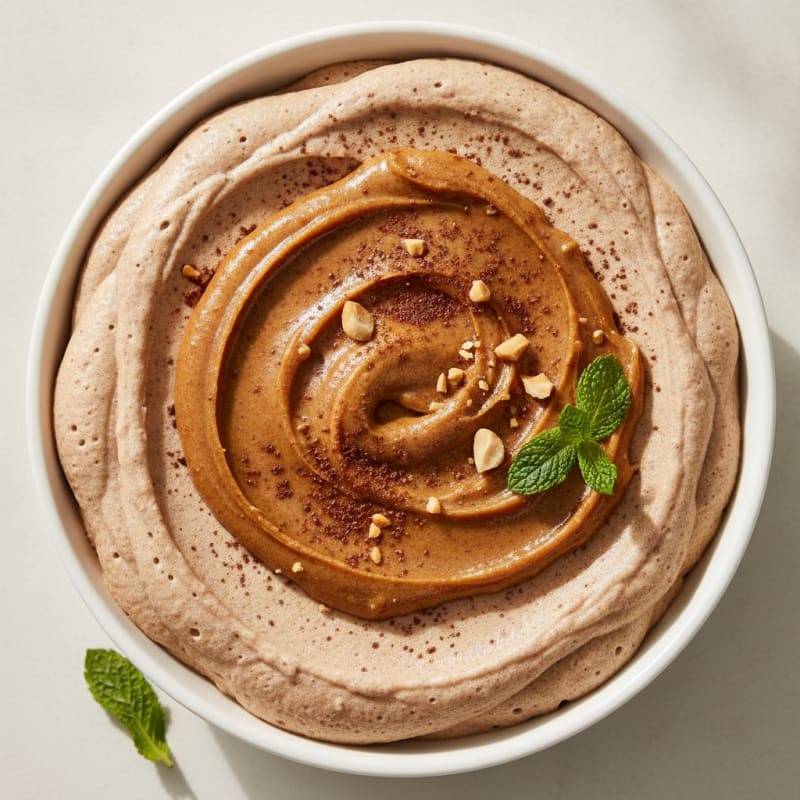 Chocolate Protein Mousse with Peanut Butter Swirl