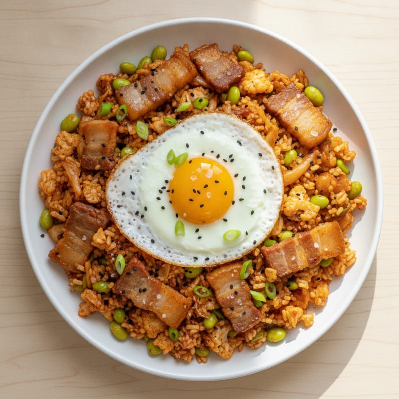 Kimchi Fried Rice with Pork Belly