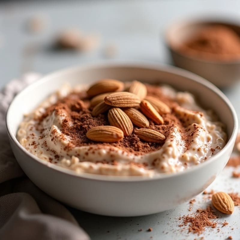 Creamy Chocolate Almond Protein Oats with Crunchy Almonds