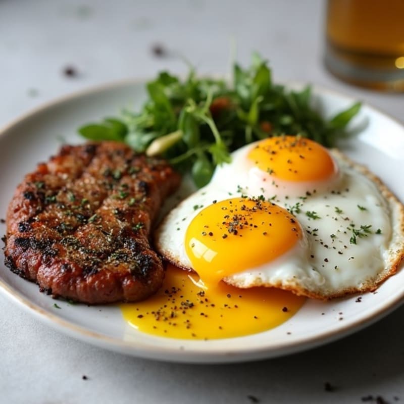Herb-Crusted Steak and Sunny Eggs