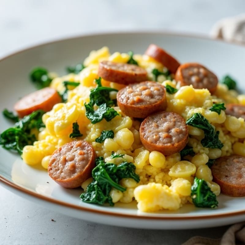 Egg White and Turkey Sausage Scramble with Spinach