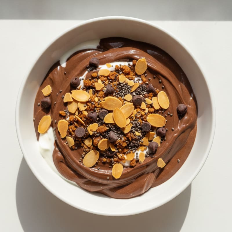 Silky Chocolate Protein Pudding with Almond Crunch