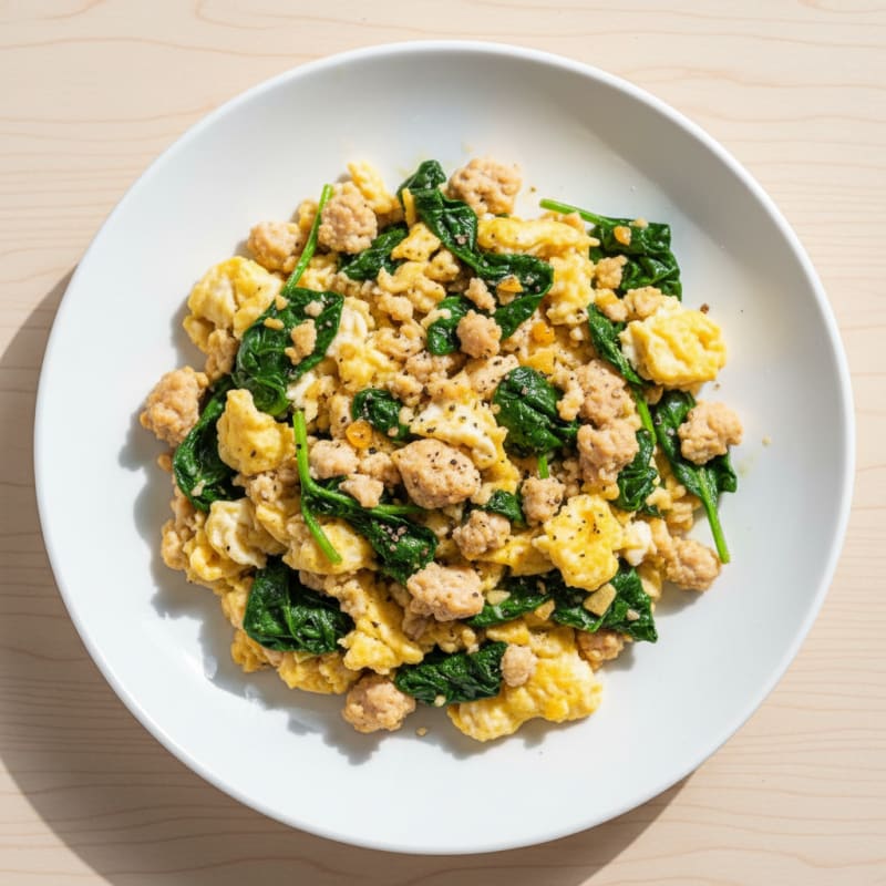 Egg White and Turkey Spinach Scramble