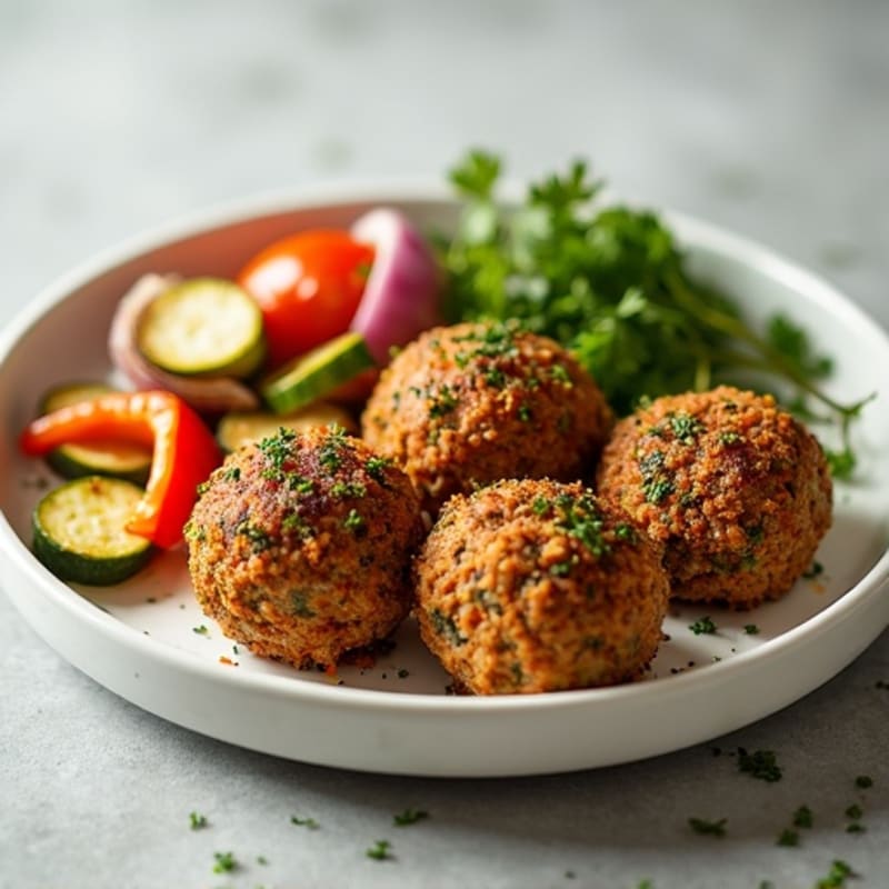 Herb-Crusted Turkey Meatballs with Roasted Vegetables