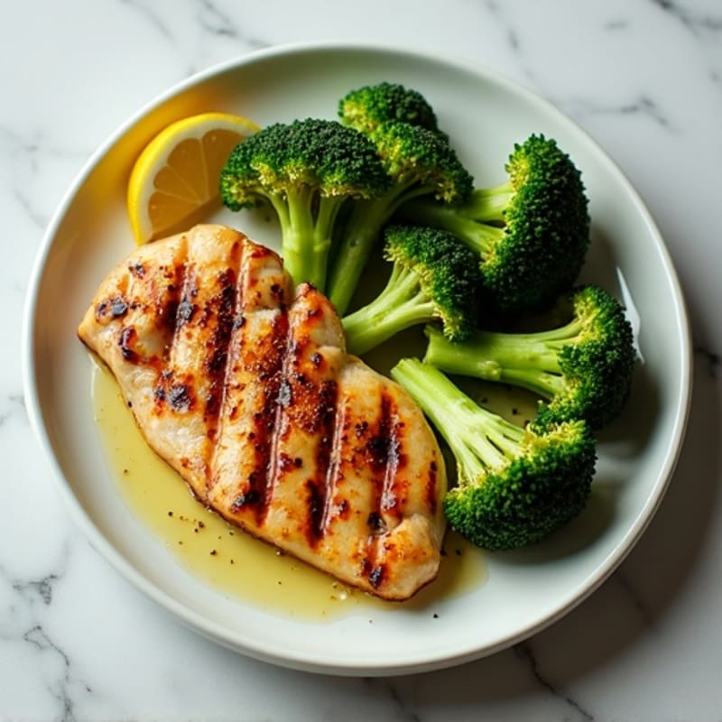 Grilled Lemon Garlic Chicken Breast with Roasted Broccoli
