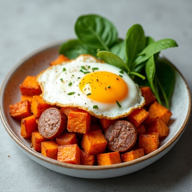 Crispy Sweet Potato and Egg Hash