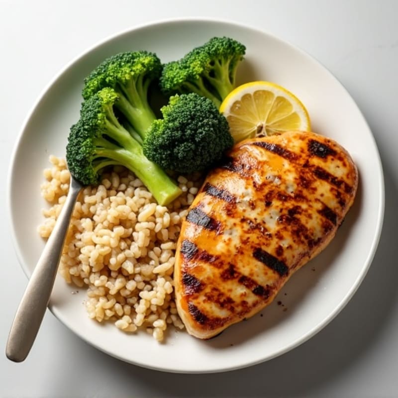 Grilled Turkey Breast with Brown Rice and Roasted Broccoli