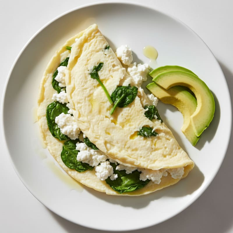 Egg White Spinach Omelet with Cottage Cheese