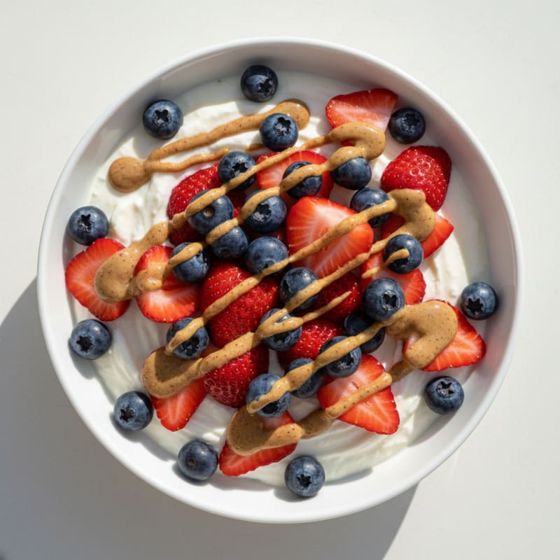 Silky Greek Yogurt with Protein Powder and Fresh Berries