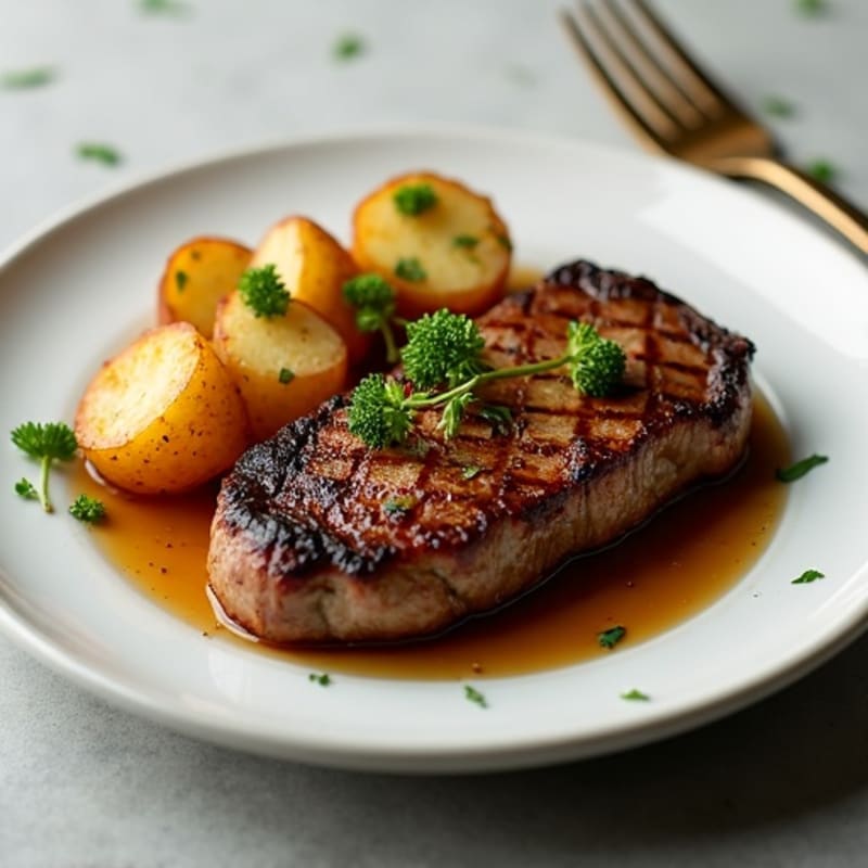 Garlic Butter Seared Steak with Crispy Roasted Potatoes