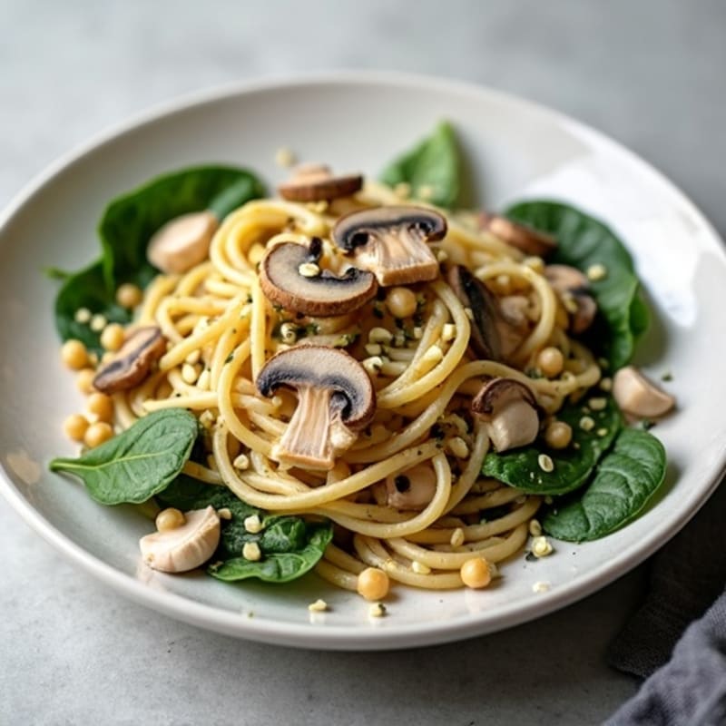 Creamy Garlic-Truffle Mushroom Protein Pasta