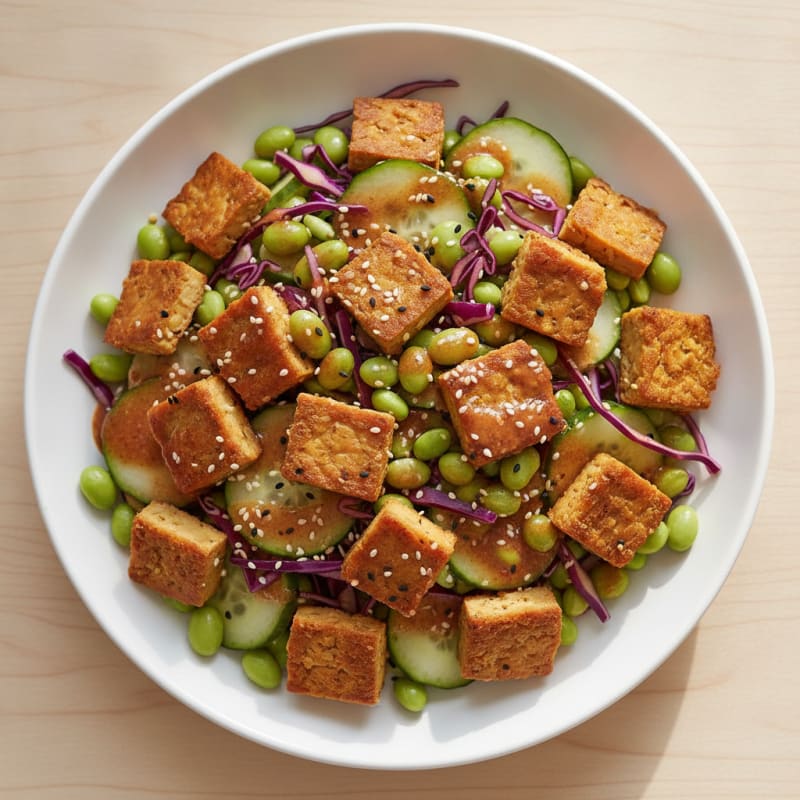 Grilled Tempeh and Edamame Crunch Salad
