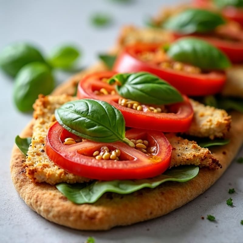 Crispy Chicken and Fresh Tomato Flatbread with Basil