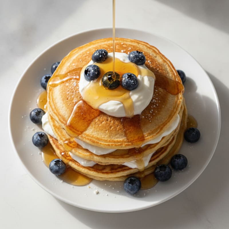 Protein-Packed Buttermilk Pancakes with Maple Syrup