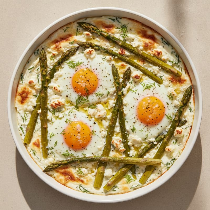 Baked Eggs with Roasted Asparagus