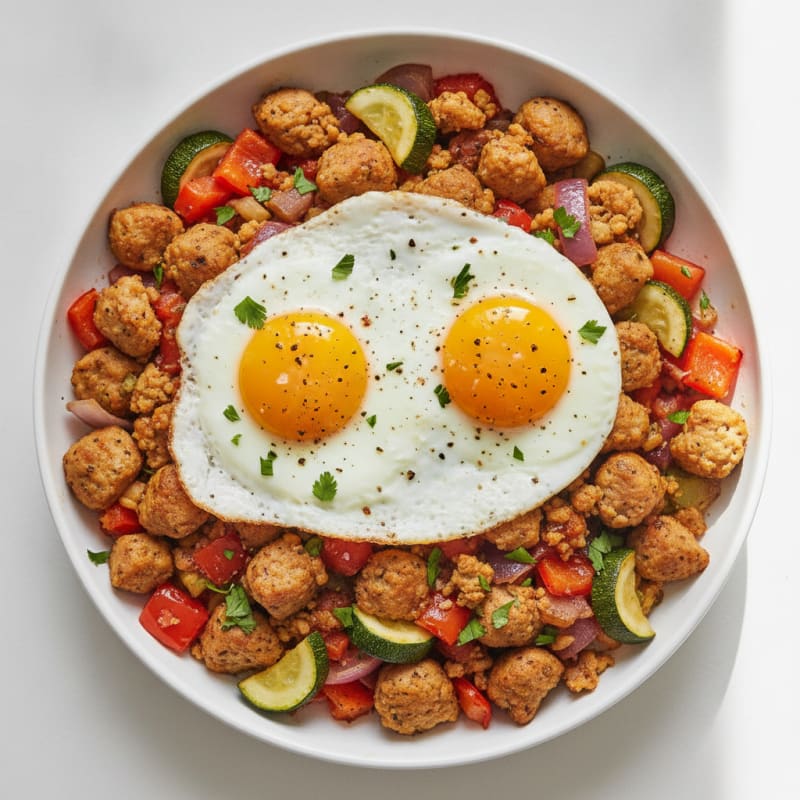 Sheet Pan Sausage and Egg Hash