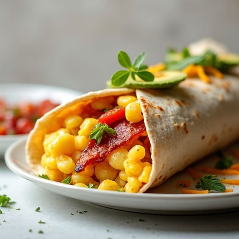 Crispy Turkey Bacon and Egg White Breakfast Burrito
