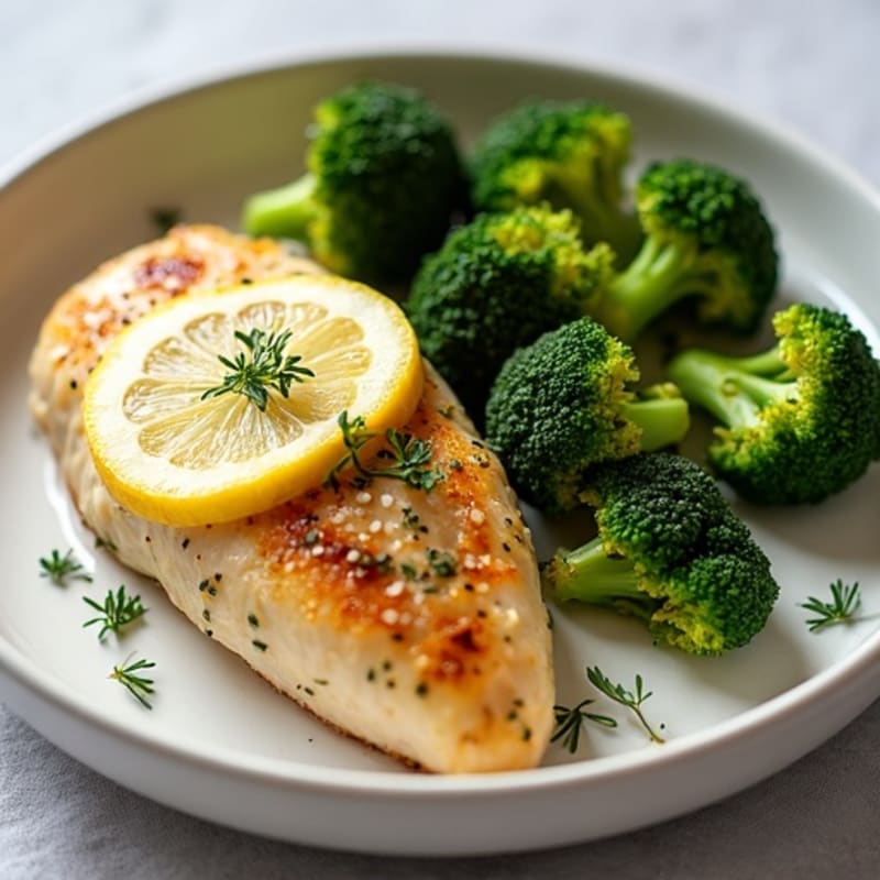 Lemon Herb Baked Chicken Breast with Roasted Broccoli