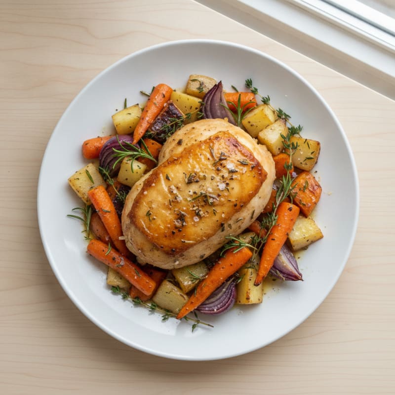 Garlic Herb Roasted Chicken with Root Vegetables