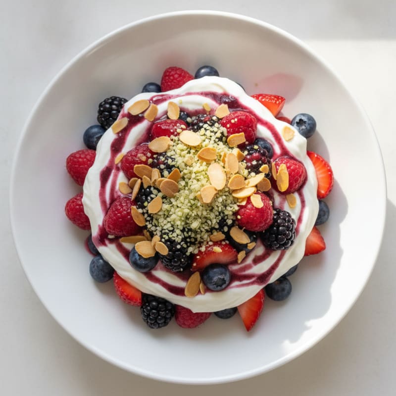 Greek Yogurt Protein Parfait with Mixed Berries