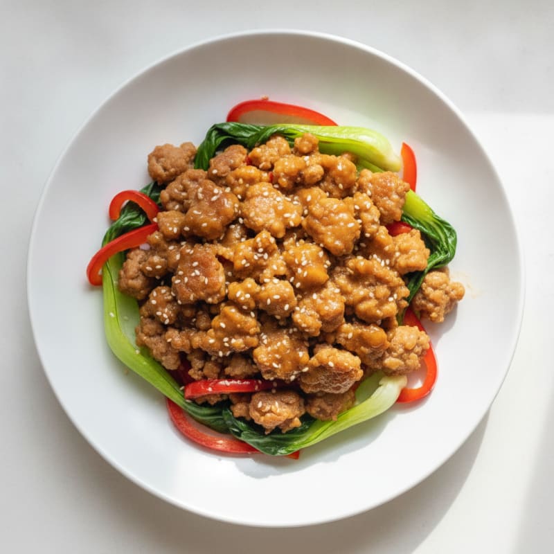 Savory Ground Pork with Ginger Glaze