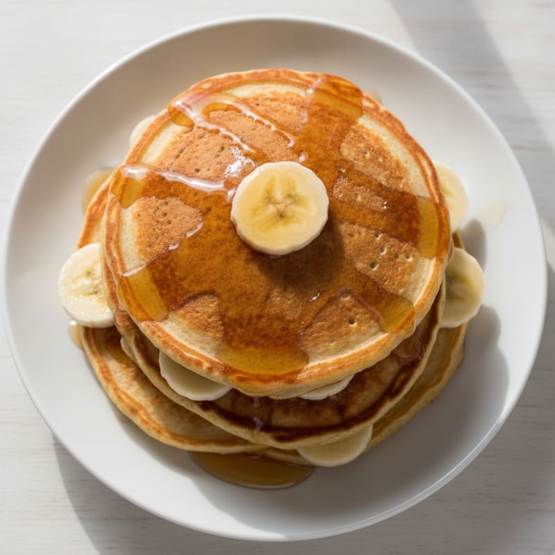 Fluffy Banana Pancakes with Maple Syrup