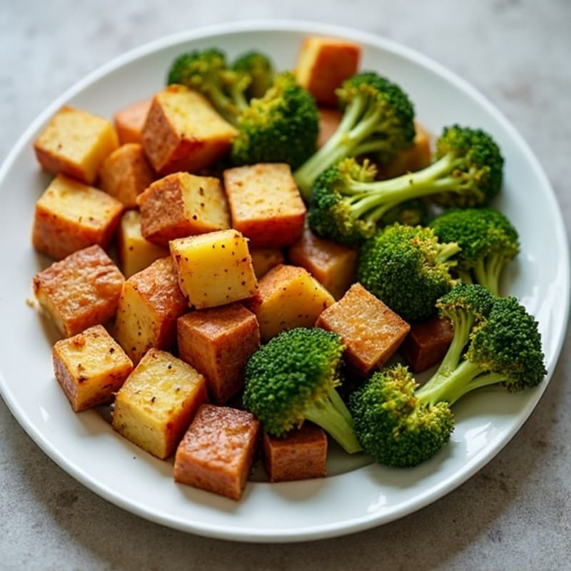 Sheet Pan Crispy Tofu and Roasted Potatoes with Broccoli