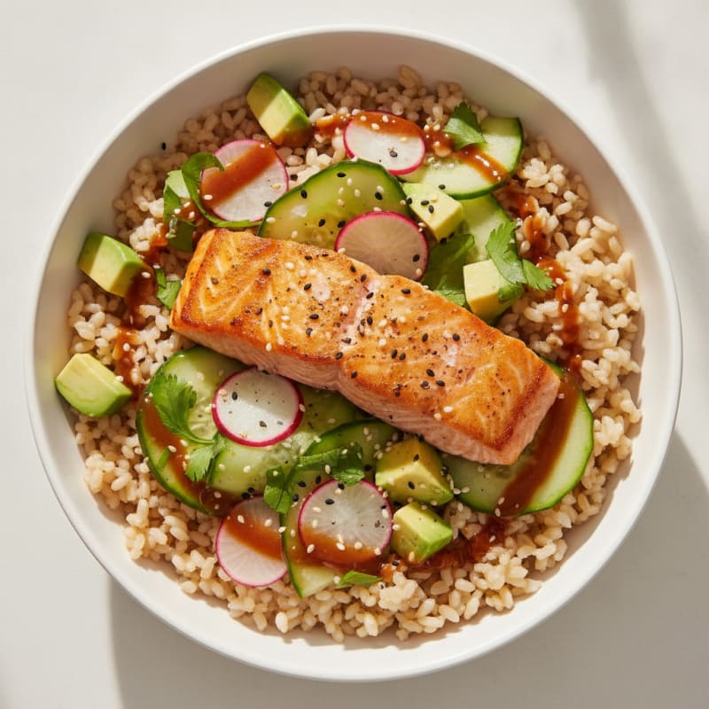 Salmon Sushi Rice Bowl with Avocado