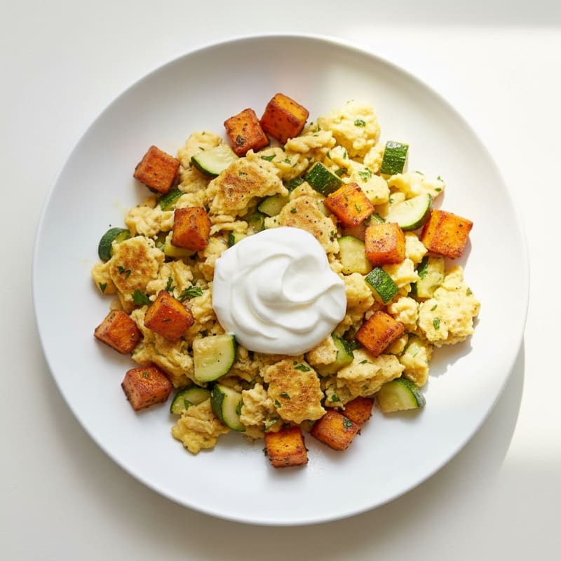 Egg and Zucchini Scramble with Greek Yogurt