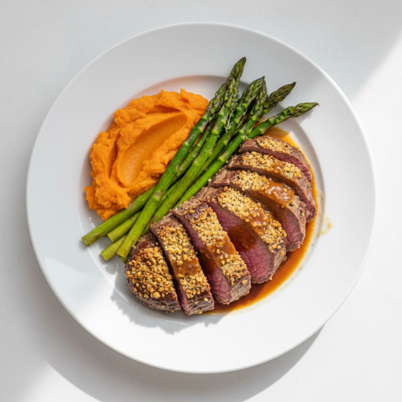 Garlic Herb-Crusted Beef Eye Round Steak