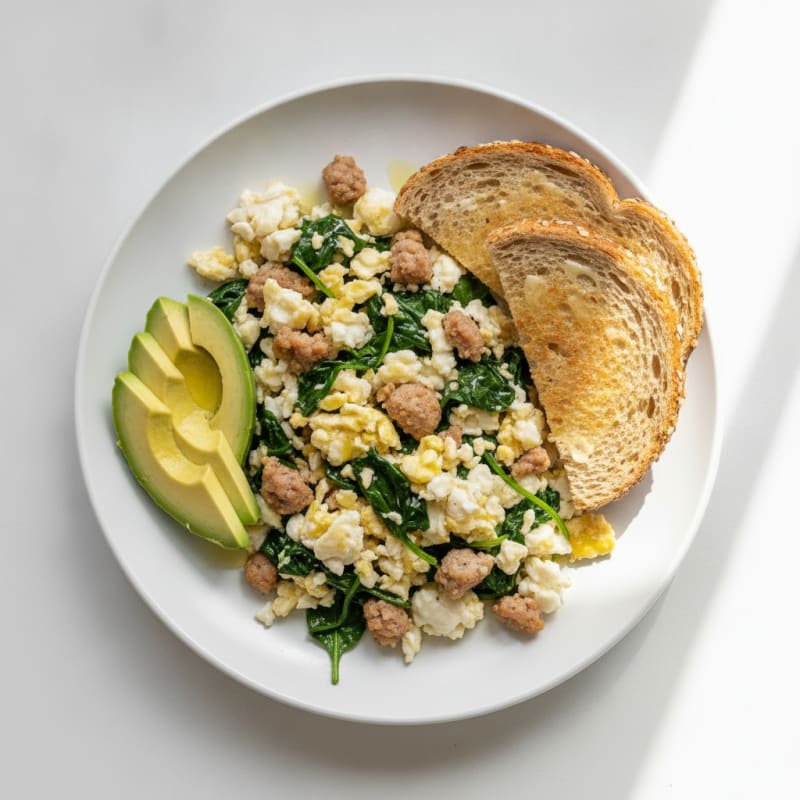 Egg White and Turkey Sausage Scramble with Spinach
