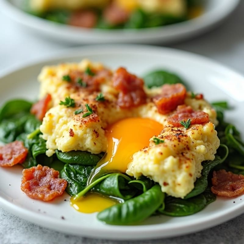 Cottage Cheese Scramble with Spinach and Turkey Bacon