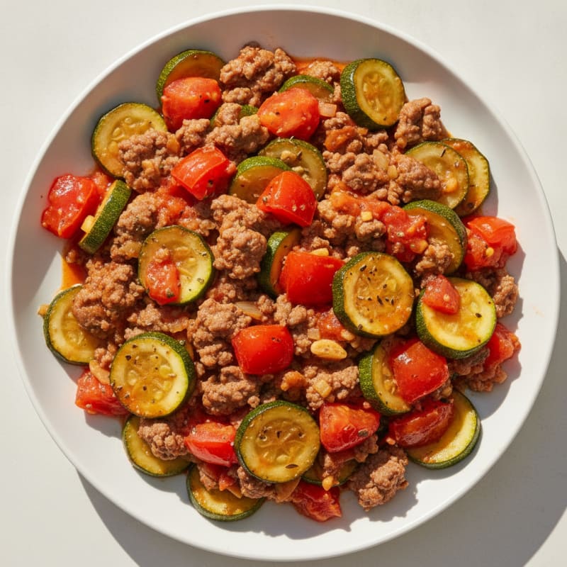 Ground Beef Zucchini Tomato Skillet