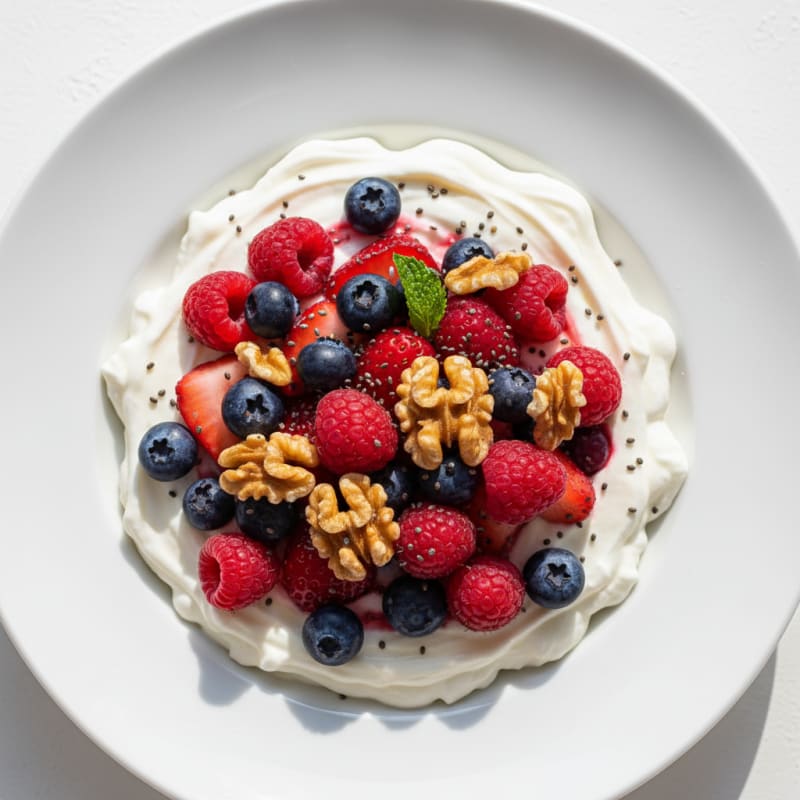 Silky Greek Yogurt Protein Pudding with Mixed Berries