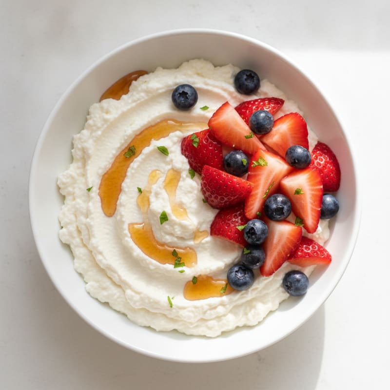 Silky Cottage Cheese Protein Pudding with Fresh Berries