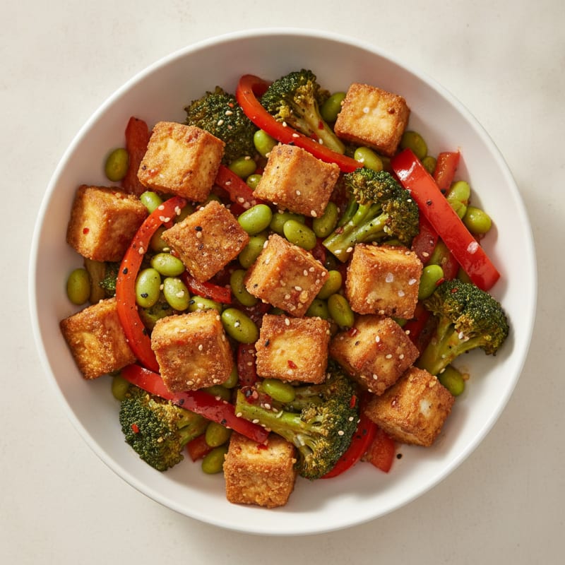 Sesame Tofu Stir-Fry with Mixed Vegetables