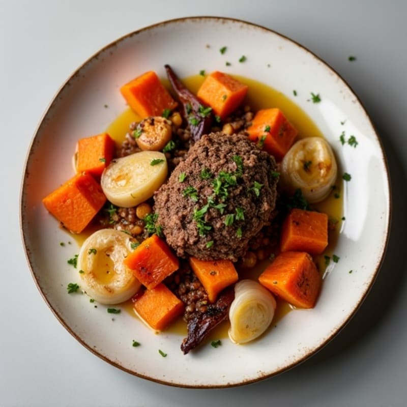 Hearty Lamb Mince Skillet with Roasted Root Vegetables