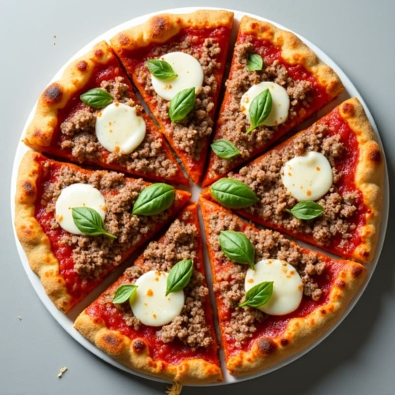 Lean Beef Pizza with Cauliflower Crust and Extra Mozzarella