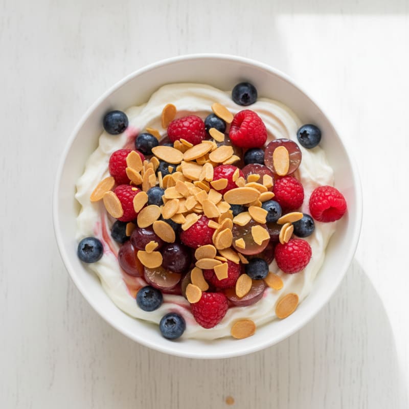 Greek Yogurt Protein Bowl with Mixed Berries and Almonds