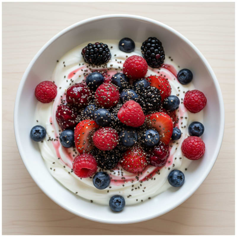 Creamy Greek Yogurt with Mixed Berries and Chia Seeds