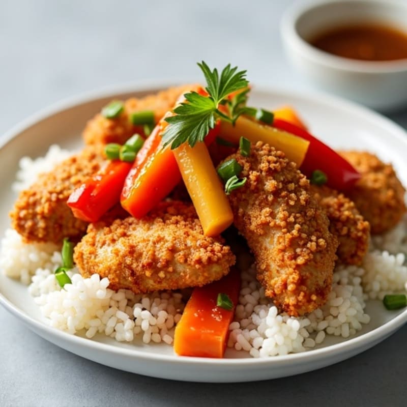 Crispy Baked Sweet & Sour Chicken with Bell Peppers