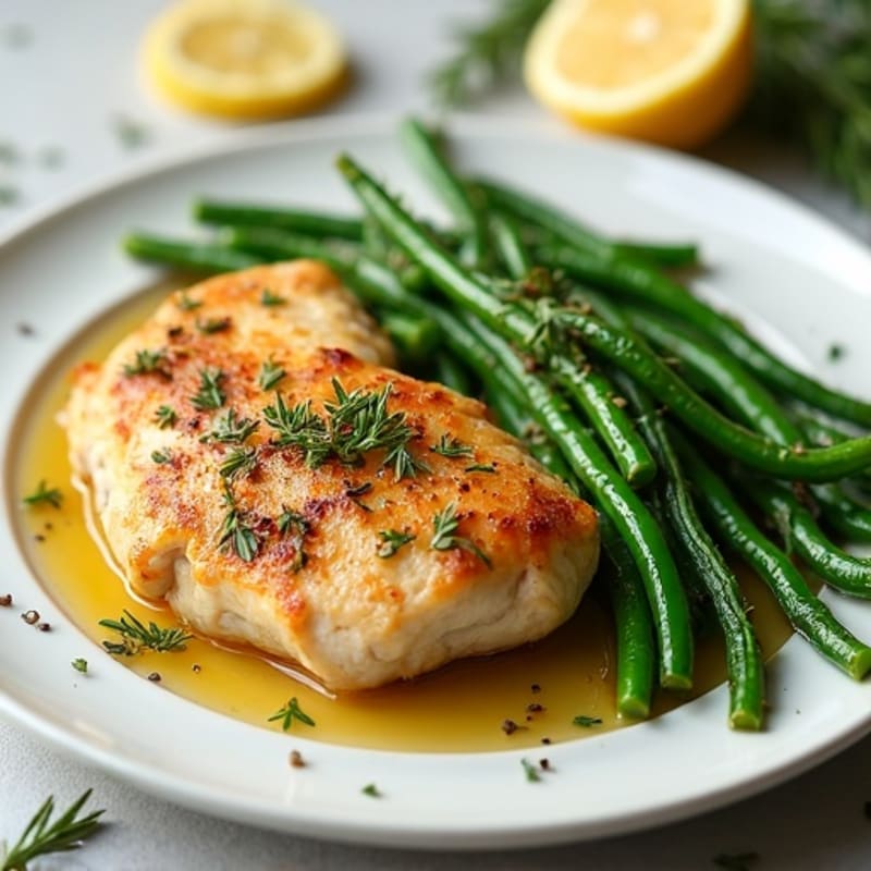 Lemon Herb Roasted Chicken with Crispy Green Beans