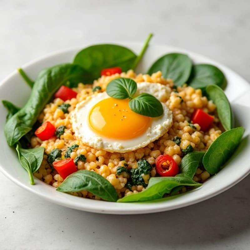 Cottage Cheese Veggie Scramble with Spinach and Bell Peppers
